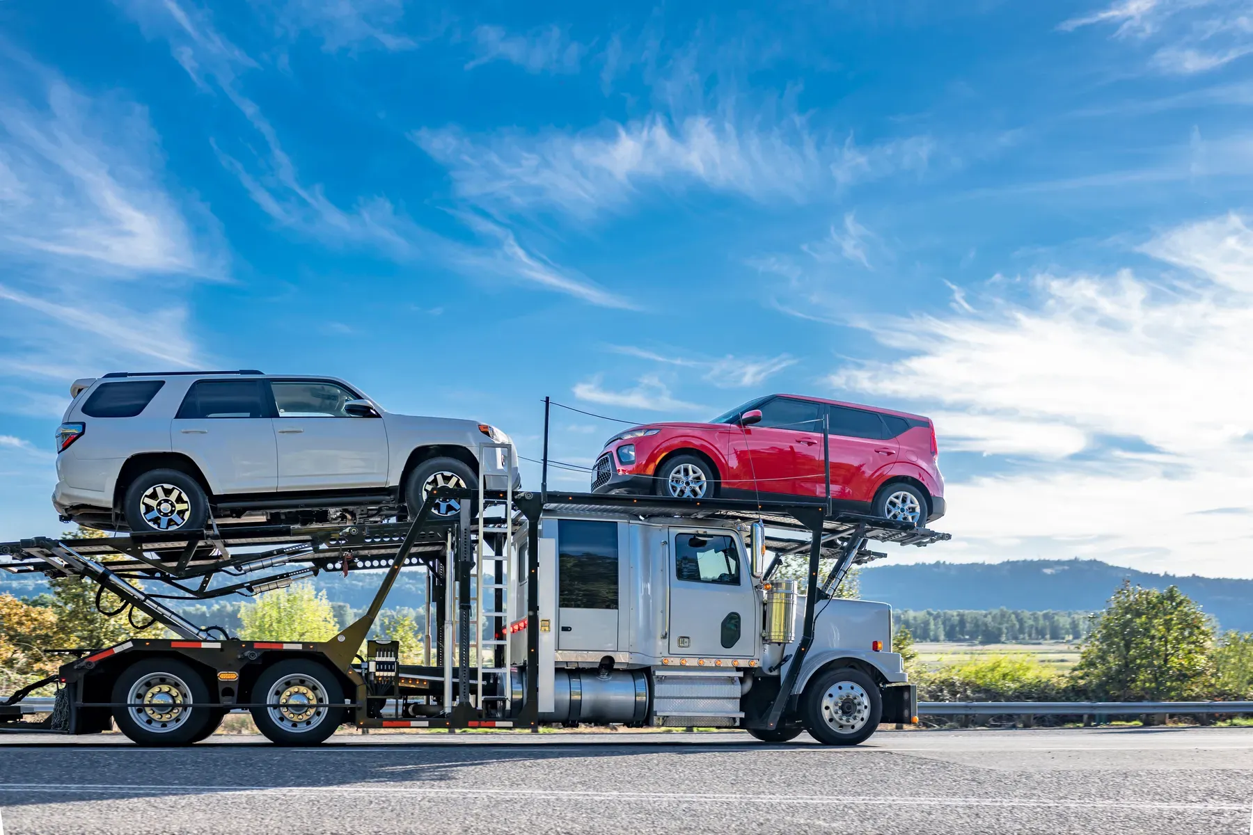 Vehicles moving from auction to dealership lot